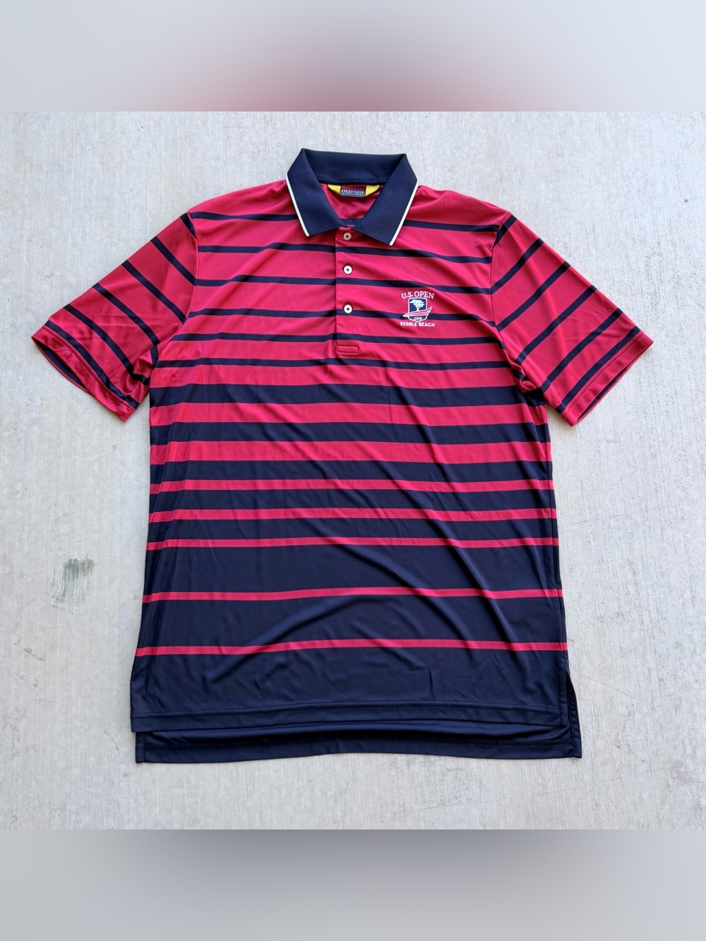 Polo Ralph Lauren Polo Golf Shirt Mens Large Red Stripe U.S. Open Pebble Beach